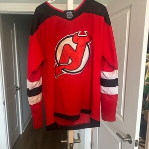 New Jersey Devils PK Adidas Red and Black Hockey Jersey